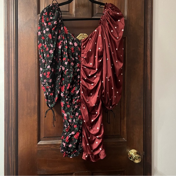 For Love and Lemons Cher Ruched Mini Dress Floral Polka Dot Medium - Picture 12 of 15